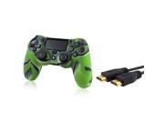 eForCity Camouflage Navy Green Silicone Skin Case with FREE 6FT High Speed HDMI Cable with Ethernet M M Compatible with Sony PlayStation 4 PS4 Controller