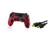 eForCity Camouflage Navy Red Silicone Skin Case with FREE 6FT 1.8M Black High Speed HDMI Cable M M Compatible with Sony PlayStation 4 PS4 Controller