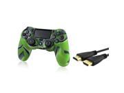 eForCity Camouflage Navy Green Silicone Skin Case with FREE 15FT 4.6M Black High Speed HDMI Cable M M Compatible with Sony PlayStation 4 PS4 Controller