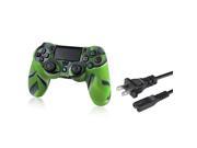 eForCity Camouflage Navy Green Silicone Skin Case with FREE US 2 Prong Power Charger Cable Compatible with Sony PlayStation 4 PS4 Controller