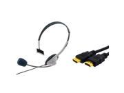 eForCity Headset Black High Speed HDMI Cable M M Bundle Compatible With Microsoft Xbox 360 Xbox 360 Slim