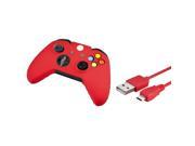 eForCity 2 Pack Red Controller silicone Case with FREE 10FT Red Micro USB 2 in 1 Cable Compatible with Xbox One