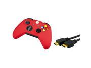 eForCity Red Controller silicone Case with FREE 6FT Black High Speed HDMI Cable M M Compatible with Xbox One