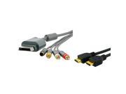 eForCity Cable Gray AV Composite and S Video Cable Black High Speed HDMI Cable M M Bundle Compatible With Microsoft Xbox 360 Xbox 360 Slim