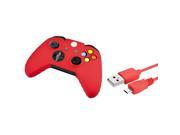 eForCity 2 Pack Red Controller silicone Case with FREE 6FT Red Micro USB 2 in 1 Cable Compatible with Xbox One