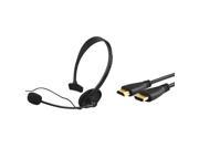 eForCity 1080p HDMI Cable 3Ft 3 Gold M M Black Headset Earphone Compatible With XBOX 360 Live Game