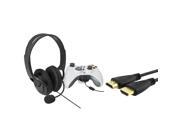 eForCity Black Headset with Microphone Black High Speed HDMI Cable M M Bundle Compatible With Microsoft Xbox 360 Xbox 360 Slim