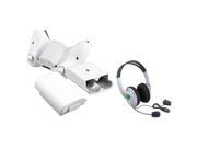 eForCity 2 Pack White Wireless Controller Battery Shell Case Live Headset w Mic For Microsoft xBox 360