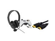 eForCity Black Headset With Noise Canceling Microphone 6Ft M M HDMI Cable compatible with Xbox 360