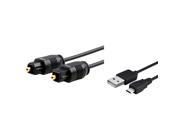 eForCity 10FT 1M Black Molded M M Digital Optical Audio TosLink Cable with FREE 10FT Micro USB 2 in 1 Cable Compatible with Xbox One