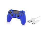 eForCity White 10FT Micro USB Charger Cable Blue Skin Case Cover Compatible With Sony PS4 controller