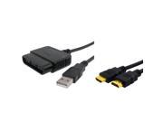 eForCity PS2 Controller Adapter Black High Speed HDMI Cable M M Bundle Compatible With Sony PlayStation 2 PS2 PlayStation 3 PS3