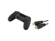 eForCity Black Silicone Controller Case with FREE 15FT Black High Speed HDMI Cable with Ethernet M M Compatible with Sony PlayStation PS4