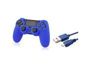 eForCity Blue Silicone Skin PS4 Controller Case with FREE 6FT Blue Micro USB 2 in 1 Cable Compatible with Sony PlayStation 4