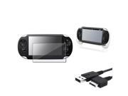 eForCity White Hand Grip Clear Screen Protector USB Cable Compatible With Sony PS Vita PSV