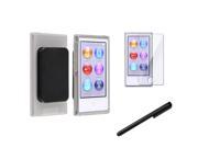 eForCity Clear TPU Rubber Skin Case with Belt Clip Reusable Screen Protector Black Universal Touch Screen Stylus Bundle Compatible With Apple® iPod Nano 7th