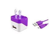 eForCity Purple Color Travel Wall AC Charger 6FT Micro USB Cable For Cellphone Mobile