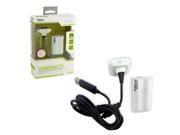 KMD Charging Cable and Rechargeable Battery Pack For Microsoft Xbox 360 White