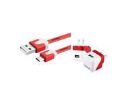 eForCity Red USB Mini Travel Charger Micro USB 2.0 [2 in 1] Noodle Cable Compatible with Samsung N9000 Galaxy Note III