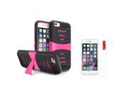 iPhone 6 6S Case eForCity Black Skin Hot Pink Hard Hybrid w Stand Armor Case with FREE Reusable Screen Protector Cover Guard Shield for Apple iPhone 6