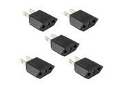 eForCity Lot 5 Euro EU to US USA Power Plug Converter Adapter with Two Holes ABS Black