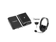 eForCity Black Wireless Controller Battery Shell Pack Headset W Mic For Xbox 360