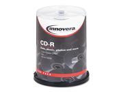Innovera CD R Discs Hub Printable 700MB 80min 52x Spindle Matte White 100 Pack