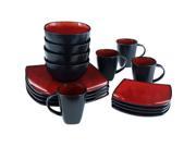 Gibson Home Soho Lounge Square 16 Piece Dinnerware Set Red