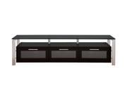 Plateau DECOR 71 B S BG 71 Television Stand with Black Glass Shelving and Silver Metal Frames Black Oak