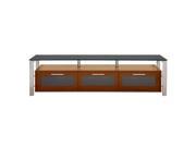 Plateau DECOR 71 W S BG 71 Television Stand with Black Glass Shelving and Silver Metal Frames Walnut