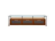 Plateau DECOR 71 W S 71 Television Stand with Clear Glass Shelving and Silver Metal Frames Walnut