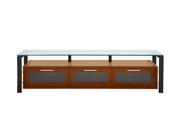 Plateau DECOR 71 W B 71 Television Stand with Clear Glass Shelving and Black Metal Frames Walnut