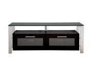 Plateau DECOR 50 B S BG 50 Television Stand with Black Glass Shelving and Silver Metal Frames Black Oak