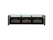 Plateau DECOR 71 B B 71 Television Stand with Clear Glass Shelving and Black Metal Frames Black Oak