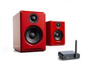 Audioengine A2 Limited Edition Premium Powered Desktop Speaker Package Red With B1 Bluetooth Music Receiver
