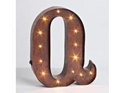 12 Rustic Brown Metal Battery Operated LED Lighted Letter Q Gerson Wall Decor 92685