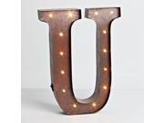 12 Rustic Brown Metal Battery Operated LED Lighted Letter U Gerson Wall Decor 92689