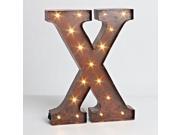 12 Rustic Brown Metal Battery Operated LED Lighted Letter X Gerson Wall Decor 92692