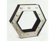 19.2 Black Silver Metal Battery Operated LED Lighted Hexagon Wall Shelf Gerson Wall Decor 92893
