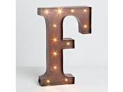 12 Rustic Brown Metal Battery Operated LED Lighted Letter F Gerson Wall Decor 92674