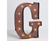12 Rustic Brown Metal Battery Operated LED Lighted Letter G Gerson Wall Decor 92675