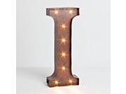 12 Rustic Brown Metal Battery Operated LED Lighted Letter I Gerson Wall Decor 92677