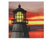Kennedy s Country Collection 71987 18 x 18 x .75 Lighthouse Sunset Battery Operated LED Lighted Canvas Batteries Not Included