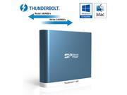 Silicon Power 240GB Thunderbolt T11 Portable External SSD Solid State Drive with Cable Blue Model SP240GBTSDT11014