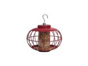 GARDMAN NT051 The Nuttery Classic Squirrel Resistant Peanut Sunflower Seed Round Bird Feeder with Red finish.