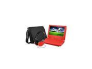 EMATIC EPD909RD 9 Portable DVD Player with Matching Headphones and Bag