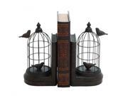 BENZARA 44729 A Pair of Metal and Poly Stone Bird Cage Bookend