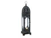 BENZARA 50485 Old World Charm and Vintage 7 W 27 H Metal Glass Lantern in Black