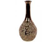 BENZARA BRU 133344 Ceramic Vase With Gold Plated Neck and Ceramic Body Large