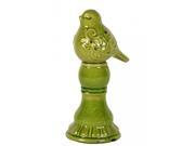 BENZARA BRU 337008 Beautiful Ceramic Bird on Pedestal Green